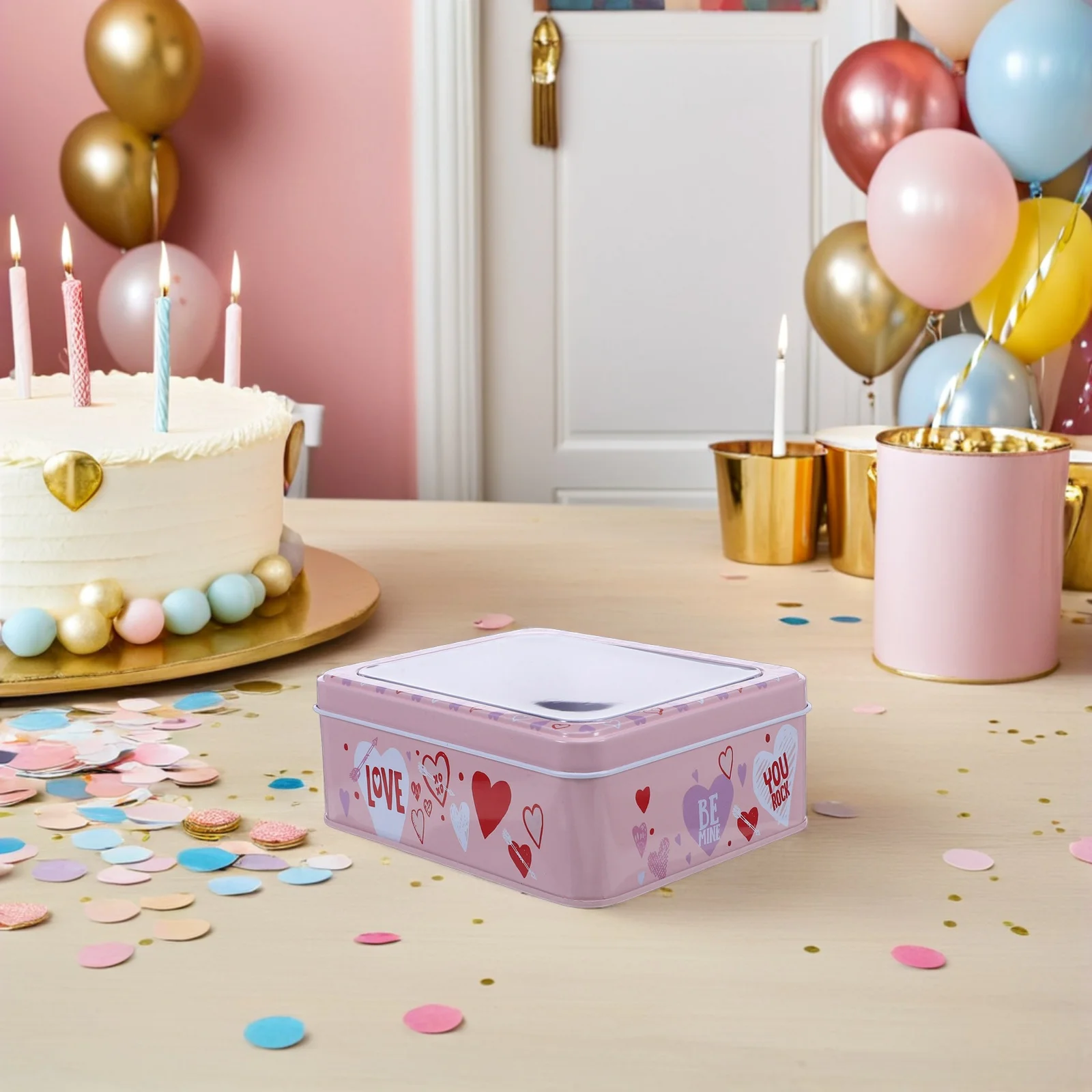 

Valentine Day Cookie Tin with Lid Party Present Ready Compact Lightweight Outdoor Events Decoration Gift Special Occasions