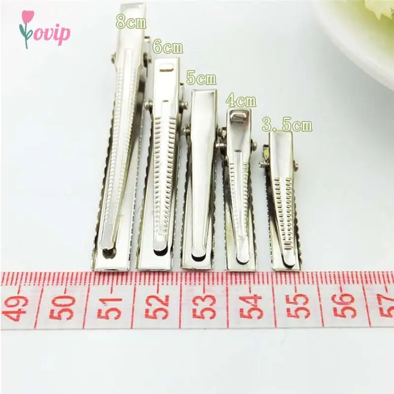 Wholesale 50Pcs 32mm/35mm/40mm/45mm Silver Flat Metal Single Prong Alligator Hair Clips Barrette Bows DIY Accessories Hairpins