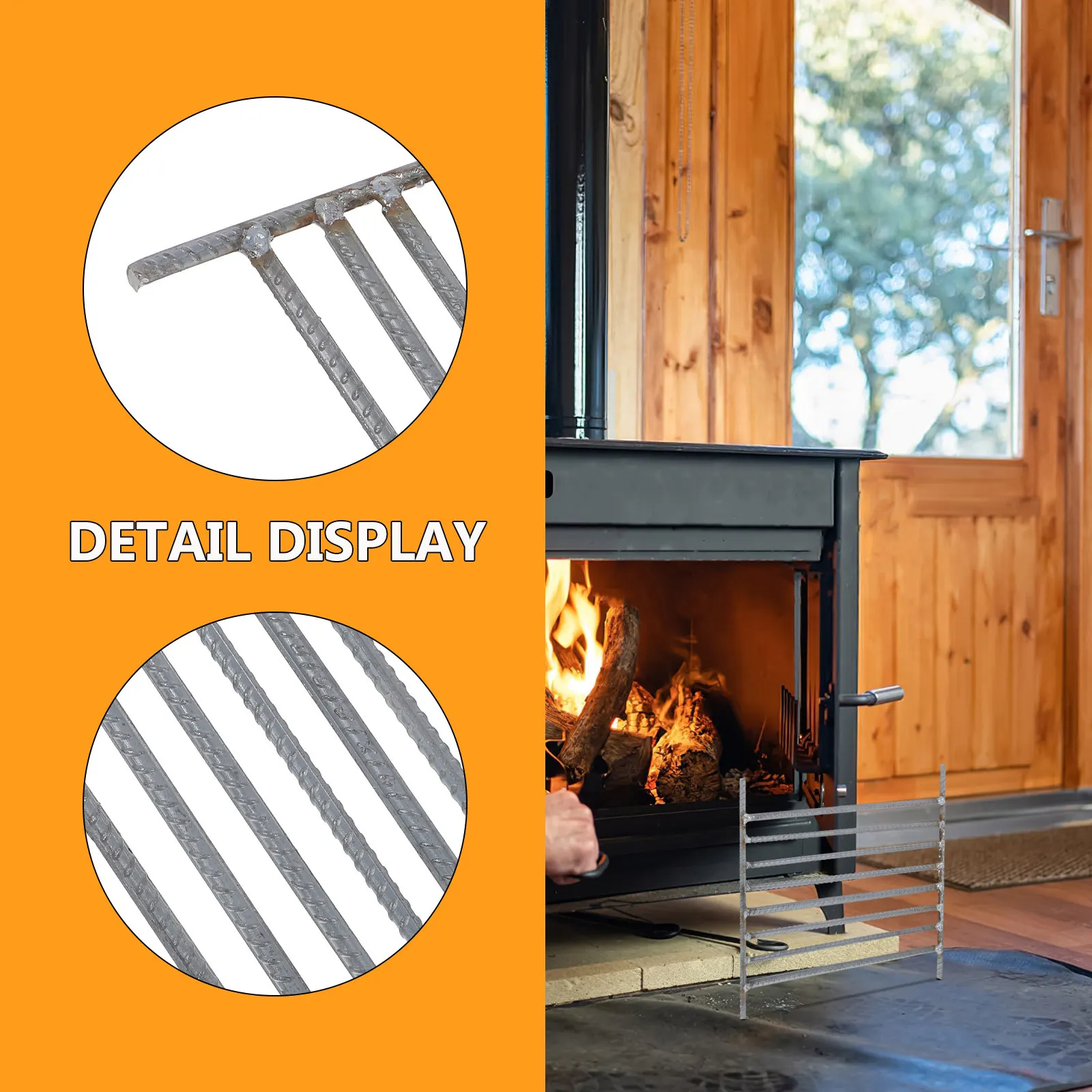 Steel Fire Grate Heavy Duty Fireplace Plate Heat Resistant Wood Stove Grate for Indoor Outdoor Fire Pit Grill Replacement