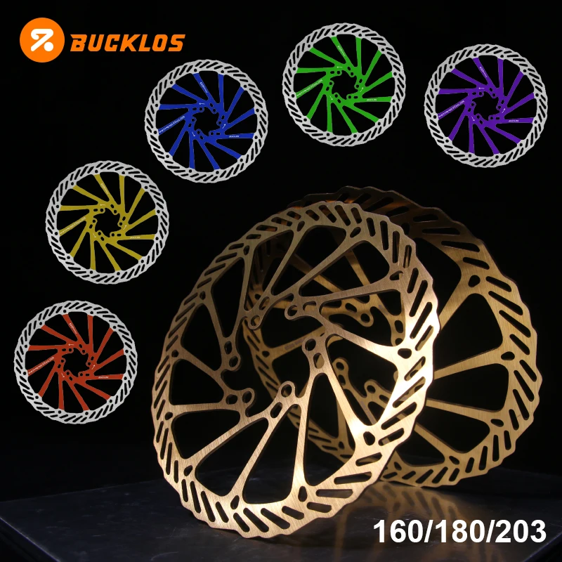 

BUCKLOS 160mm Bicycle Disc Brake Rotor Suit for MTB Road Bike 180mm 203mm Steel Rotor 6-Bolts Ultralight Hydraulic Brake Rotor