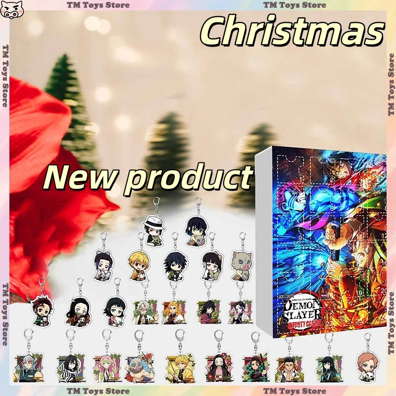 Caja ciega de cuenta regresiva navideña Demon Slayer, colgante plano acrílico, adorno para habitación de muñecas de Anime, juguetes coleccionables, regalo sorpresa, preventa