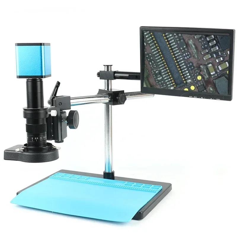 SONY IMX385 HDMI Measurement Industry Video Microscope Camera+180X 300X C Mount Lens+Stand+ 144 LED Ring Light 10.1