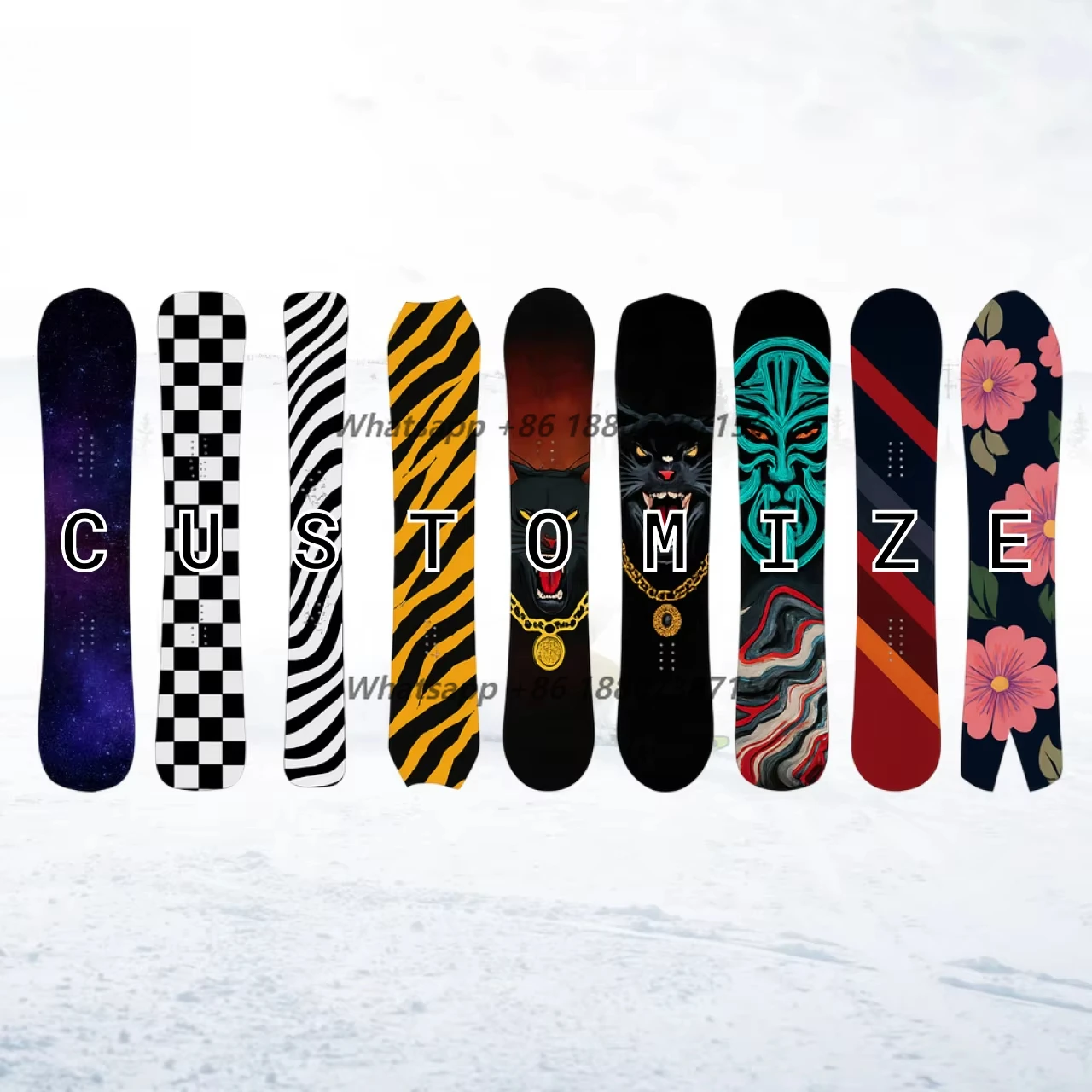 

Custom White Poplar Wood Core Winter Snowboard New Design Solid Color Two-Way Cross-Border Advanced All Mountain Ski Equipment