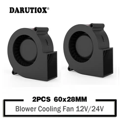 브러시리스 쿨러 냉각 DC 원심 송풍기 팬 2 개, 60mm 12V 24V 2 핀 60x28mm 6028 6cm 슬리브 듀얼 볼 방열판 라디에이터