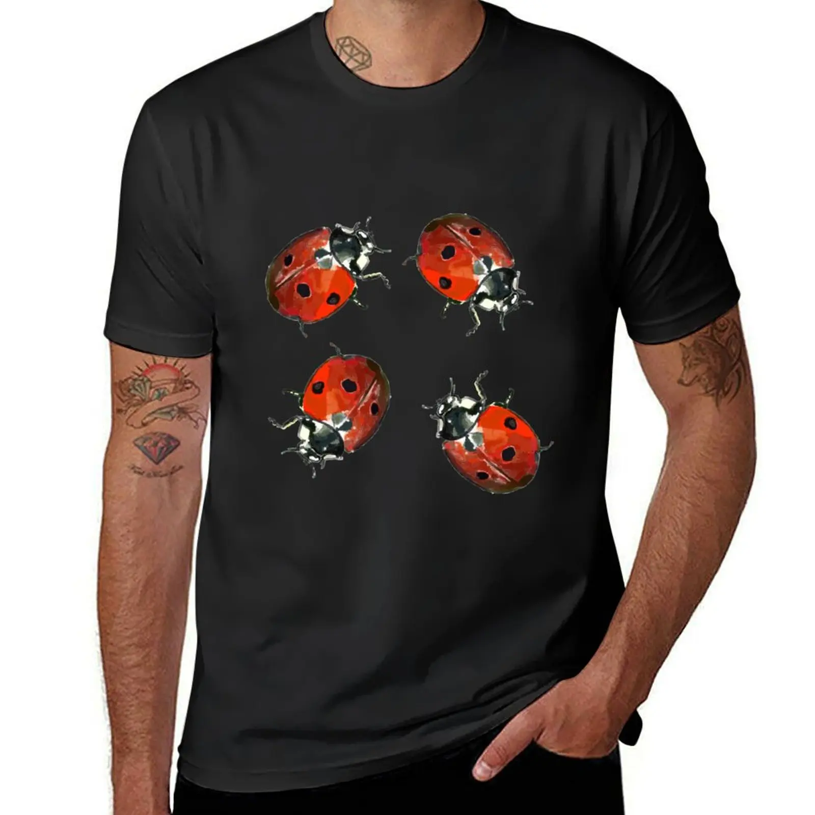 LadyBug Watercolour Pattern T-Shirt sports fans new edition customs mens plain t shirts