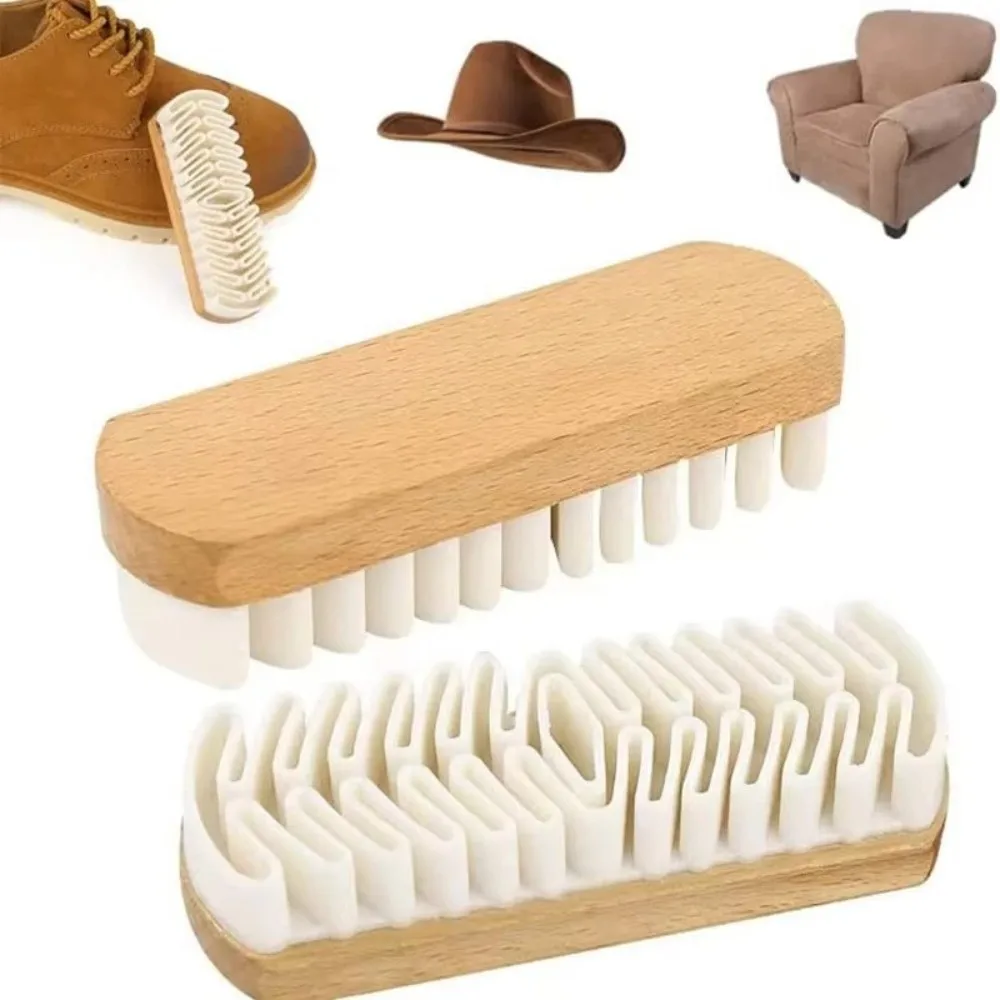 New Rubber Suede shoe Brush Wooden Stain Removal Cleaning Scrubber Brush Soft Nubuck Material Care Cleaning Brush Cleaning Tool