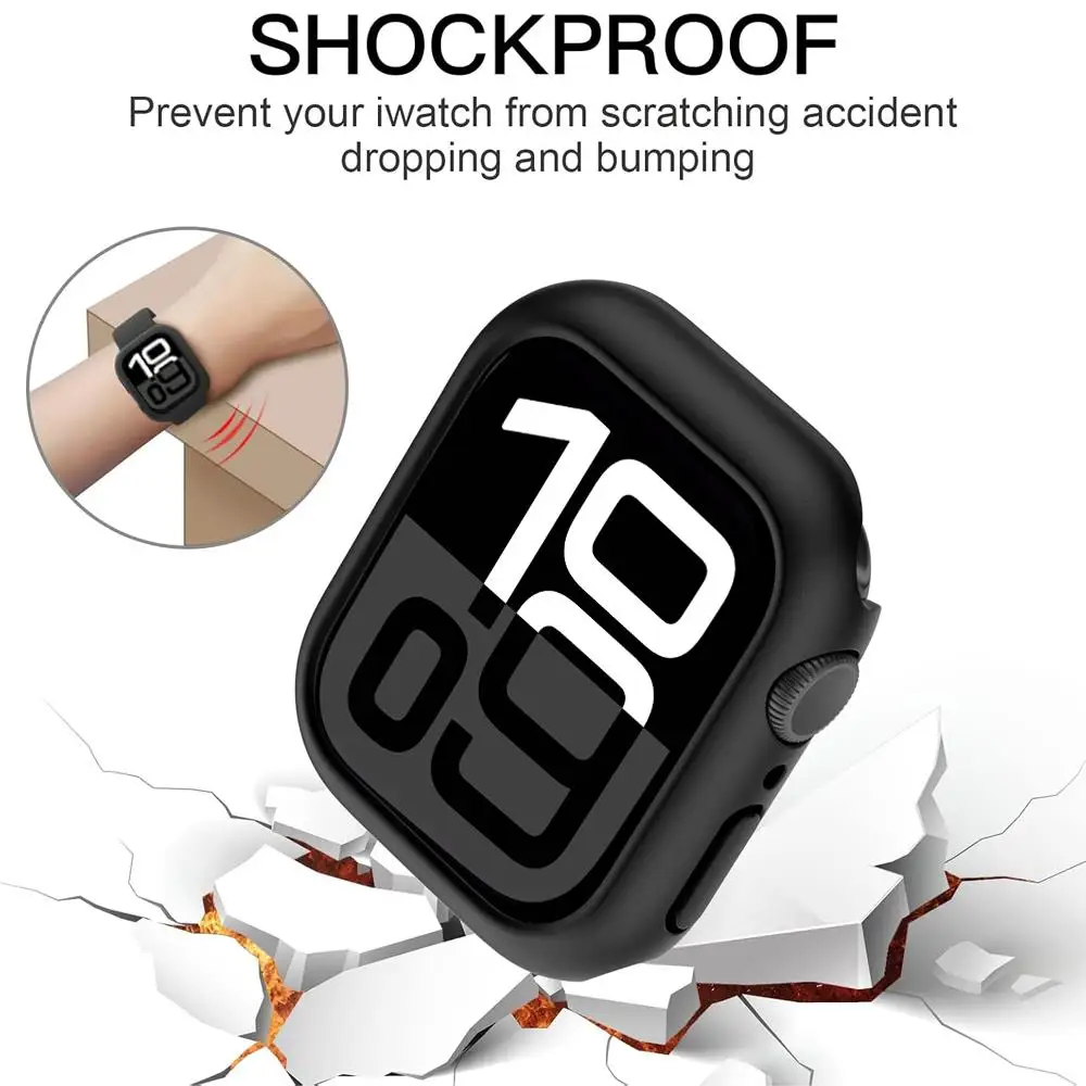 Housse pour Apple Watch, 46mm 42mm 41mm 45mm 44mm 40mm, bandes creuses, protecteur d'écran PC, pare-chocs iWatch série 10 9 7 8 6 se 5 4