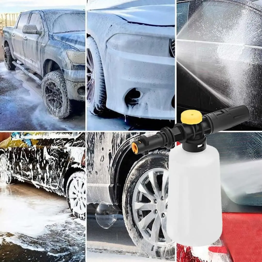 Hochdruck-Schaumlanze mit Sprühflasche für Kärcher K2-K7, Seifenschaum-Autosprühgerät mit Einstellbarer Sprühdüse, 750ML – Detail 2