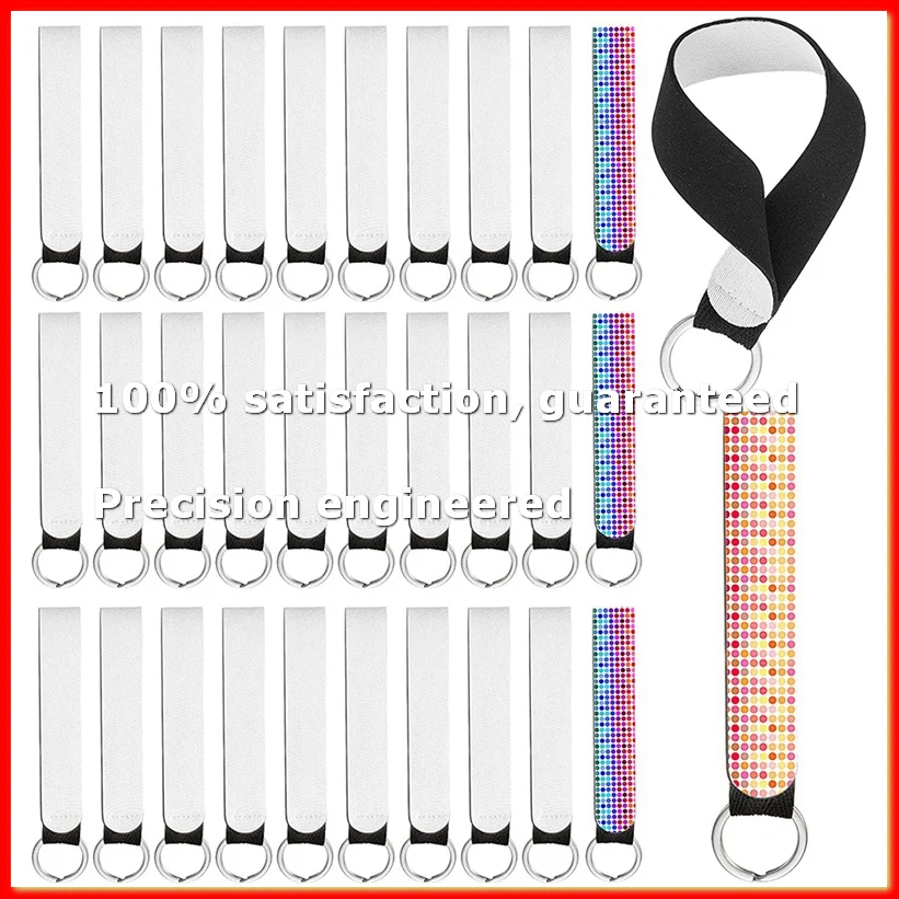 40 Pcs Sublimation Keychain Blanks Neoprene Wristlet Keychain DIY Keychain Wrist Lanyard Keychain Holder Blank Keychain-A79M