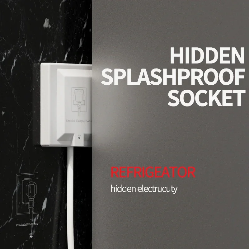 Hidden wall socket waterproof socket into the wall Embedded socket 13A 250V 86mm*86mm power  Wall Power Outlet