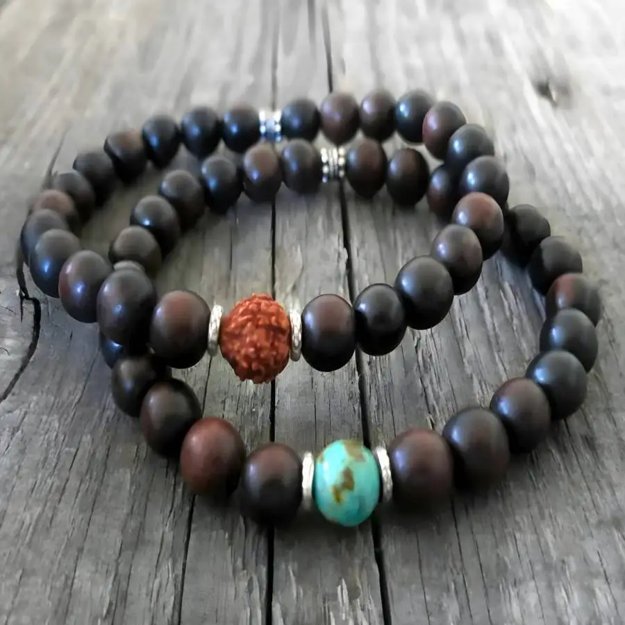 

2pcs Handmade natural stone bead bracelet set,men's cuff button bracelet,Ramadan prayer bead,women's meditation,holiday gift