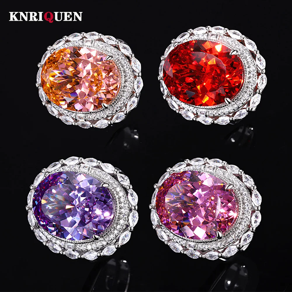 

Vintage 15*20MM Ruby Pink Quartz Tourmaline Amethyst Rings Gemstone Party Fine Jewelry for Women Famale Accessories Bithday Gift