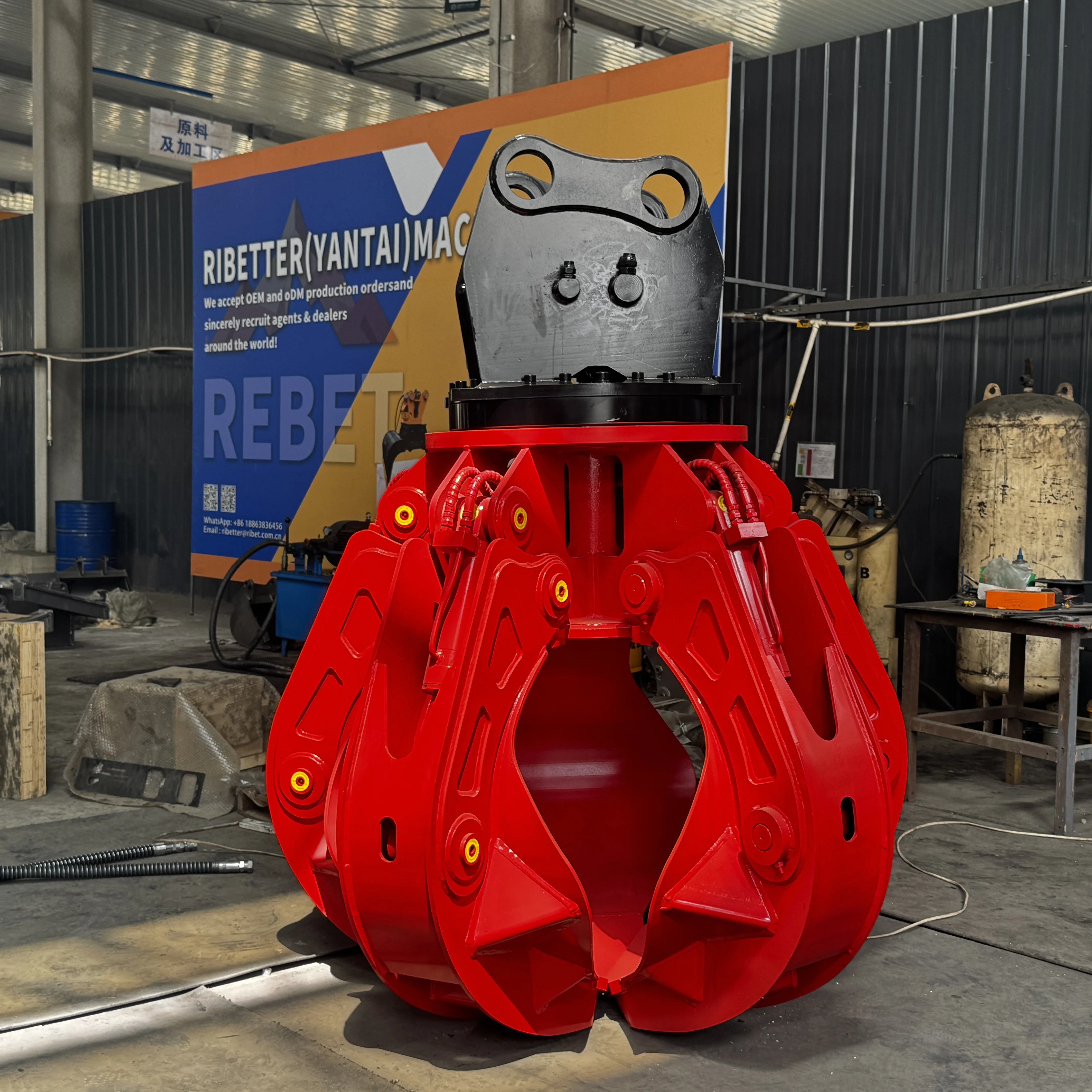 Industrial Grade REBET Lotus Grapple Scrap Grapple With 360 Degree Rotation Orange Peel Grab For Heavy Duty Waste Handling CE