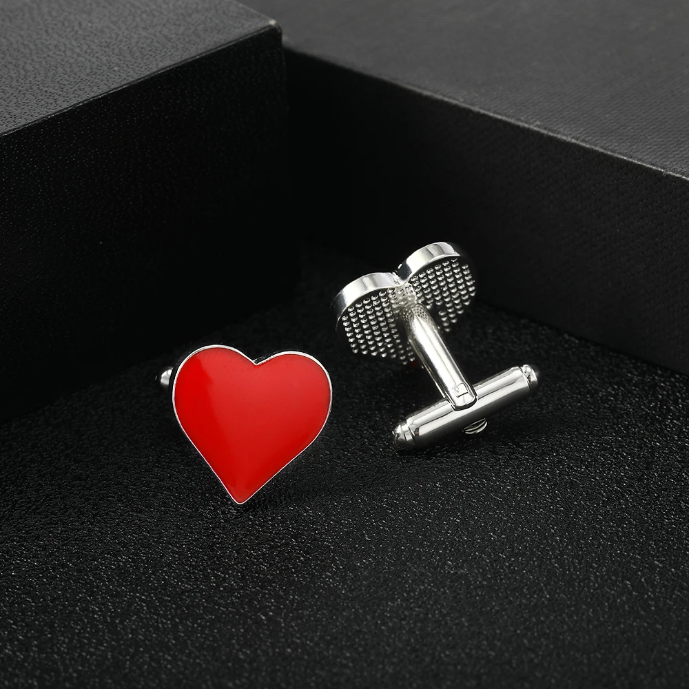 Einzigartiges schönes Geschenk für Herren, Ehemann, Freund, Vater, Rot, Blau, Schwarz, Herz, Manschettenknöpfe, Hemd, Manschettenknöpfe, Smoking-Knopf-Schmuck – Detail 7