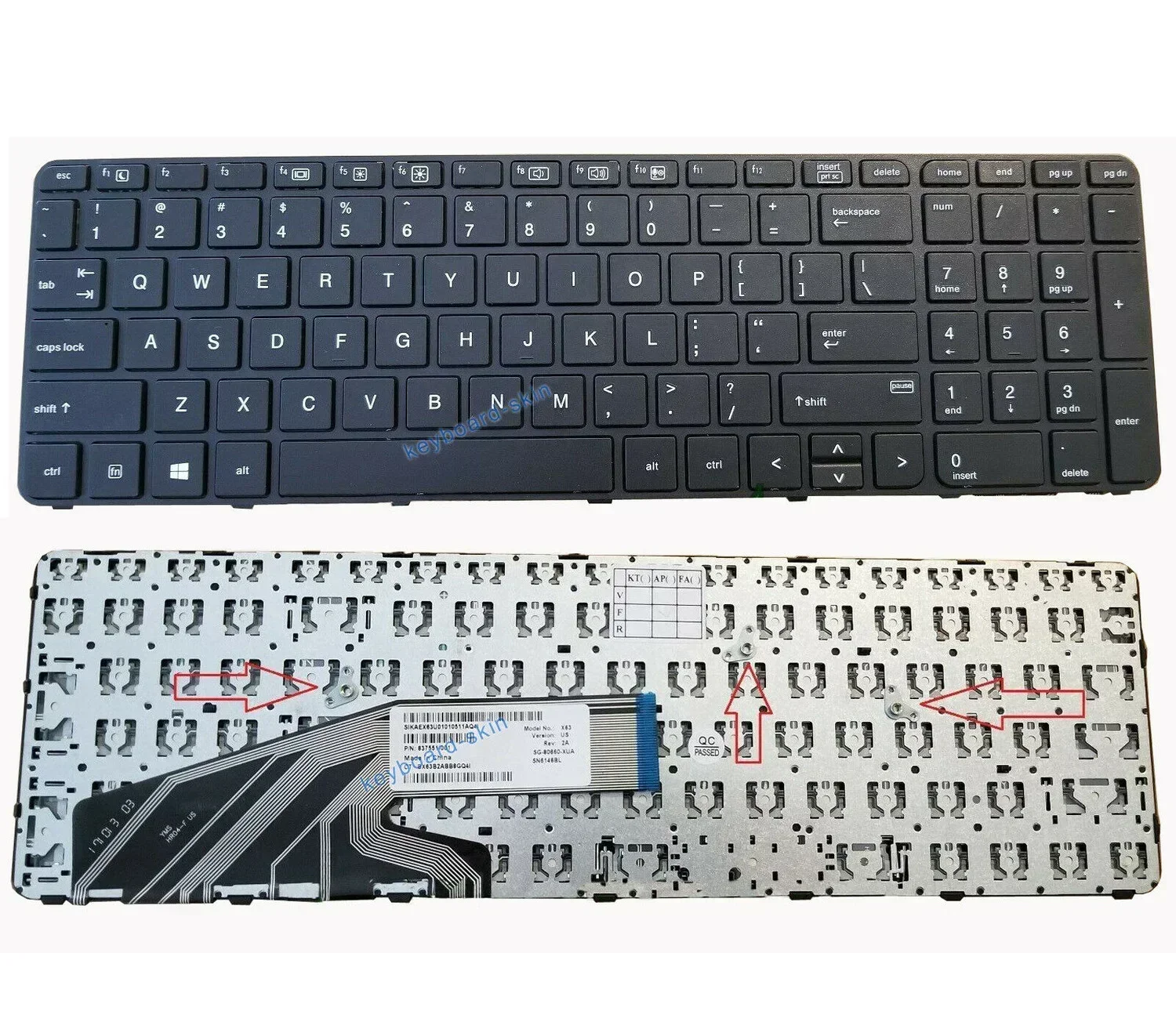 New US keyboard No-backlit for HP Probook 450 G3 G4/455 G3 G4/470 G3/470 G4 Series laptop
