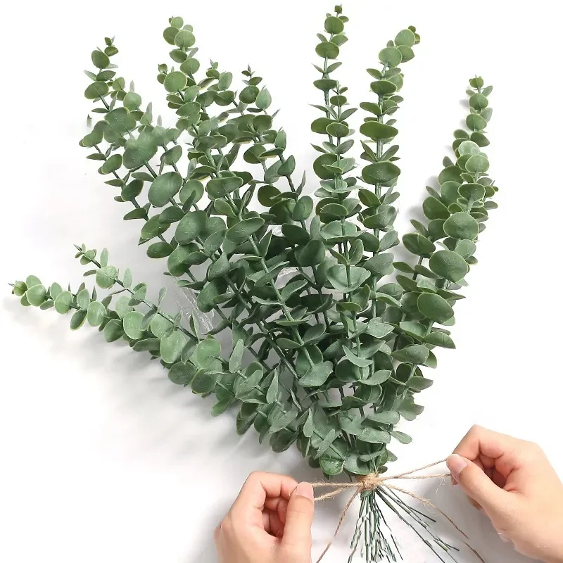 5/10Pcs Artificial Eucalyptus Leaves Green  Fake Plant for Wedding Decoration Garden Outdoor Home Decor Table Wreath Accessories