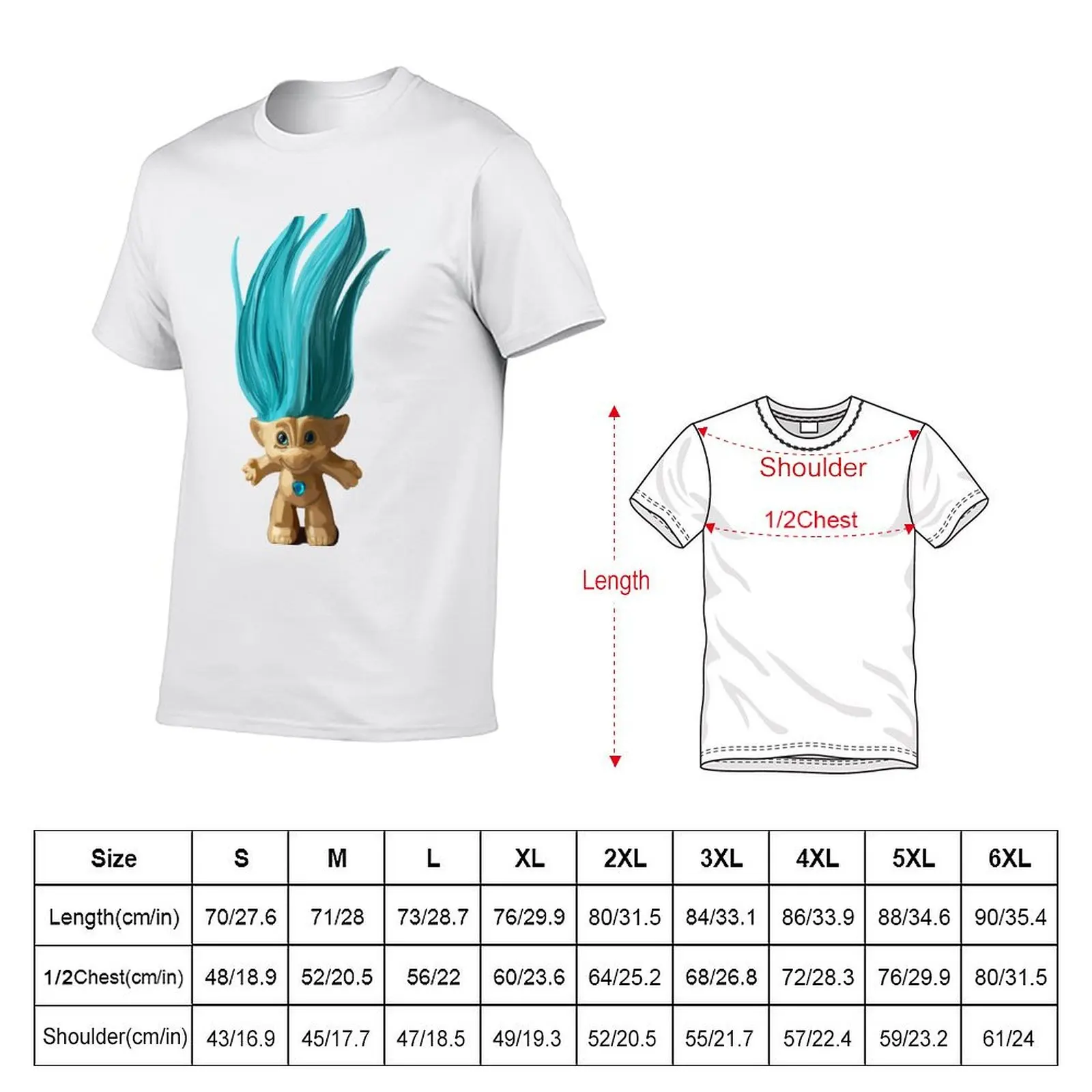 Teal Gem Troll T-Shirt Worker Basic Short Sleeve Tee