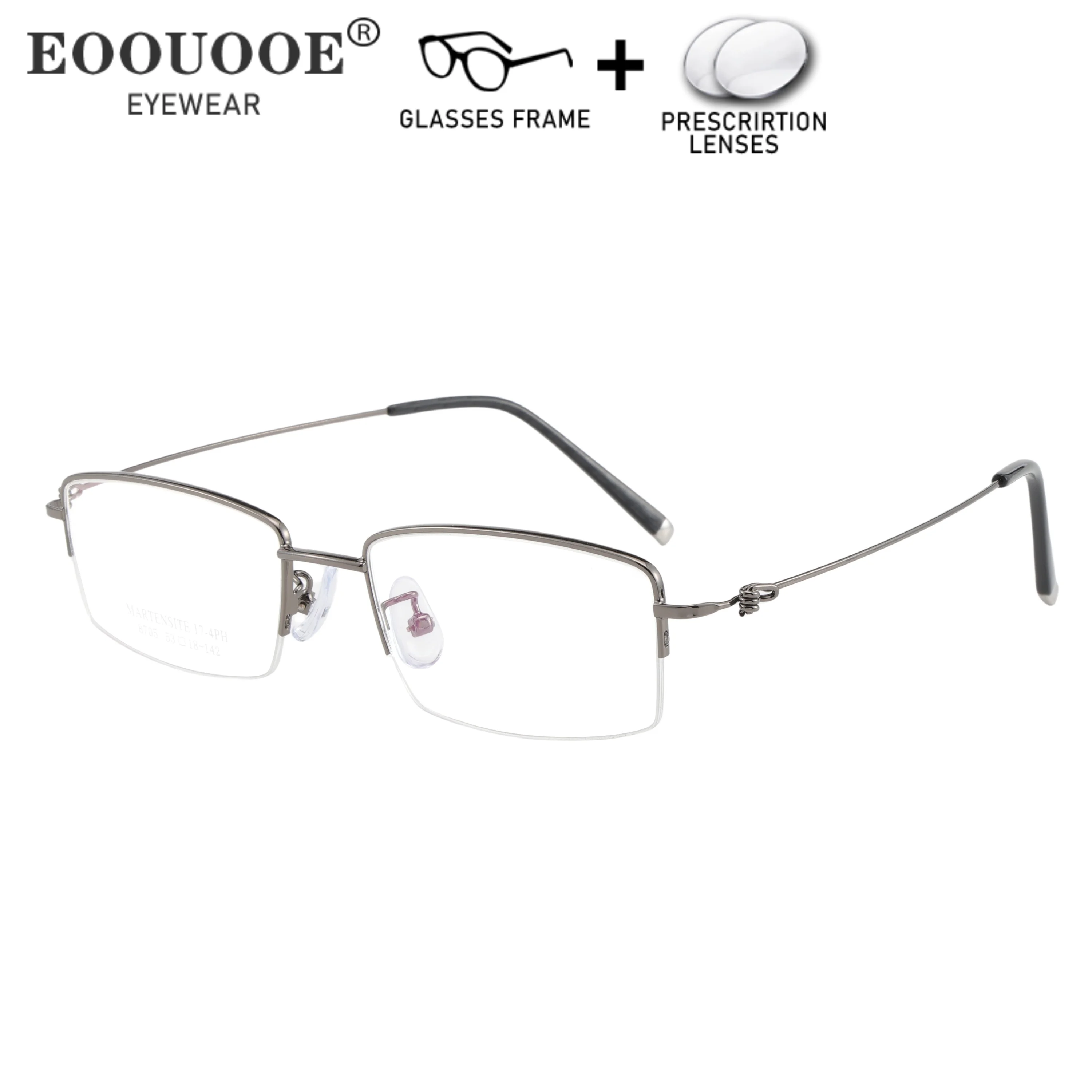 

Metal Screw Free Design Glasses Half Frame Men's Prescription Lenses Anti Reflection Myopia Computer Reading Glasses Customiz