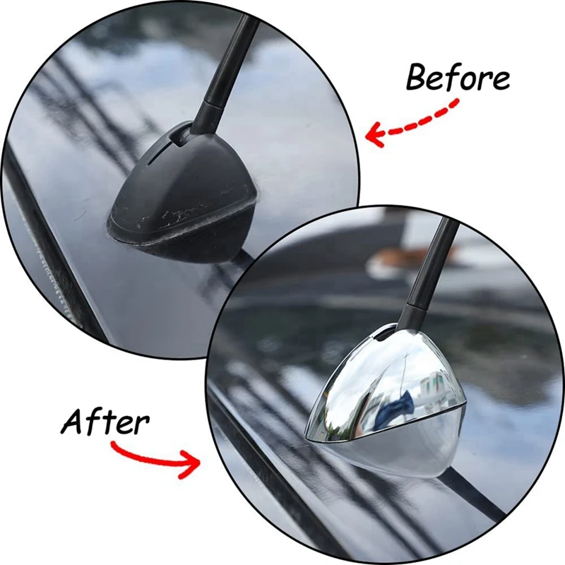 For Ford Ranger Wildtrak 2015-2021 Car Roof Antenna Base Cover Trim Decorative Sticker Accessories, ABS Silver