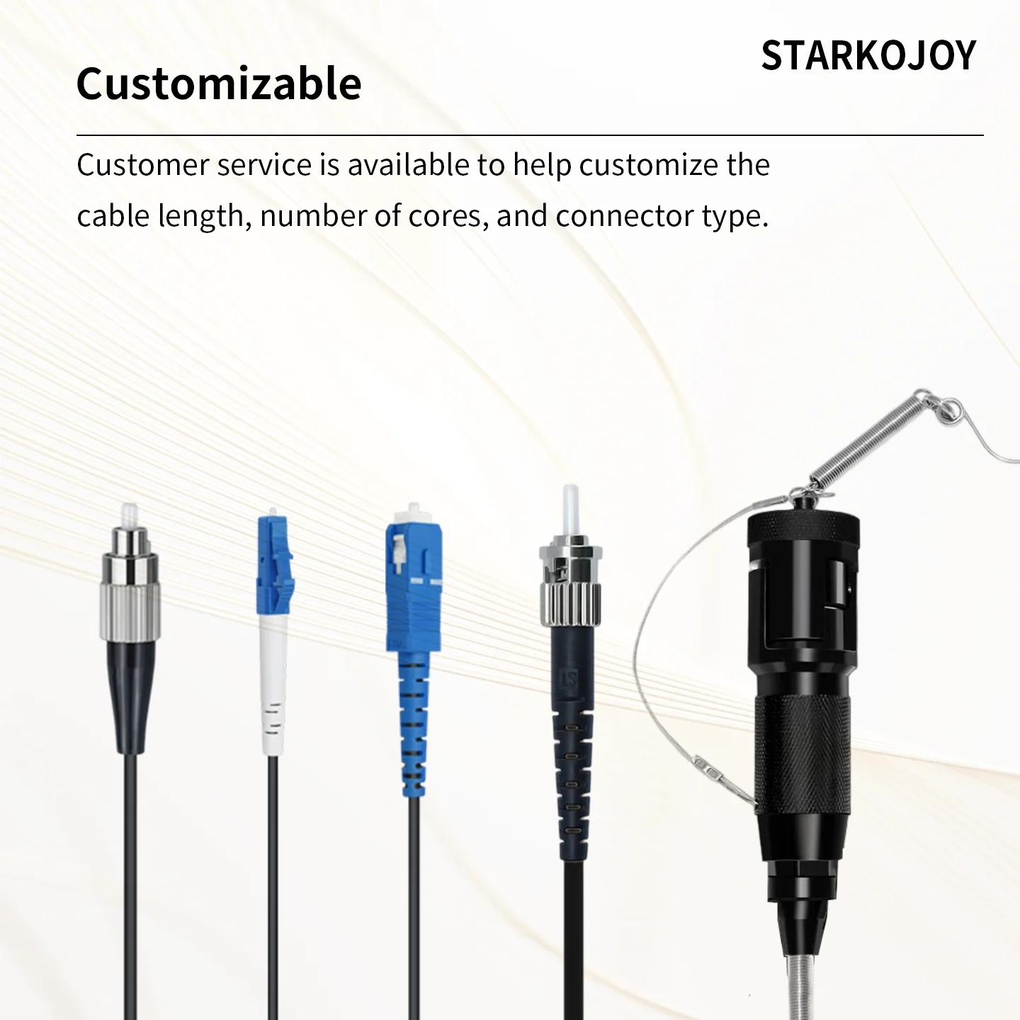 Kabel światłowodowy TPU w pancernym wykończeniu, jednomodowy, 2/4/6/8 żyłowy, z szpulą PCD310, SM 5.0MM LC/SC/FC/ST/UPC, 100m — zdjęcie produktu 5