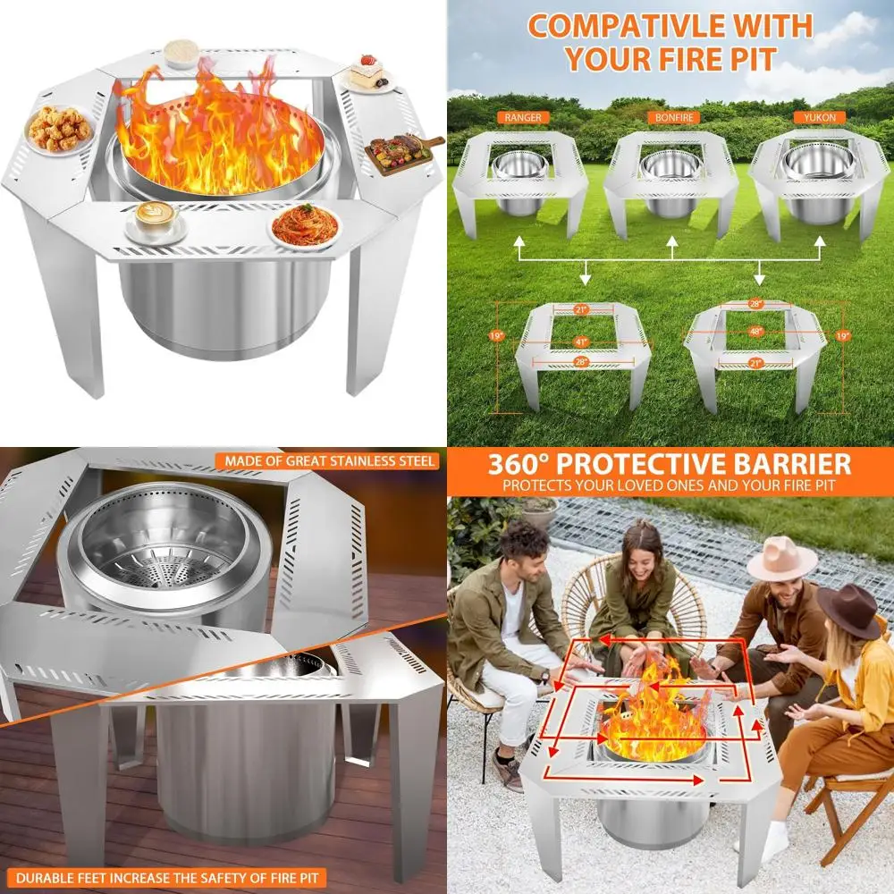 

Стол-костровище из нержавеющей стали с регулируемой высотой (41-48 дюймов) и защитным ограждением