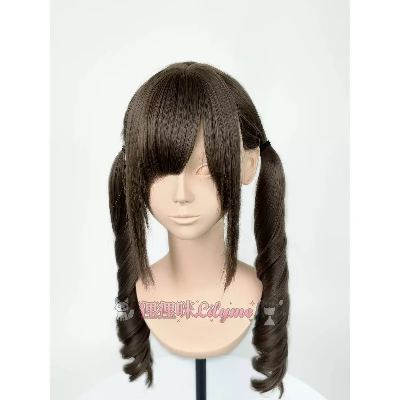 Cold Brown Coffee Color Double Ponytail Wig Roman Curls Full Head Wig Sweet Girls Daily Party Cosplay Wig 58cm /64cm Head Size