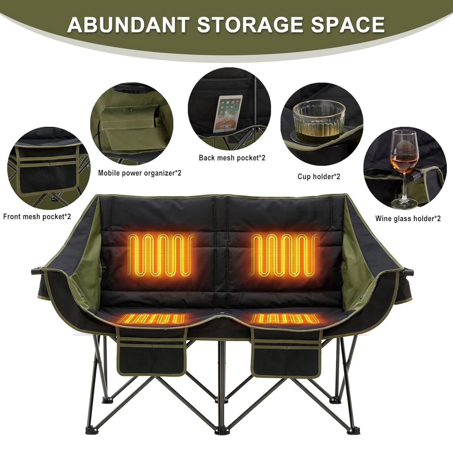 مصنع مخصص المحمولة زوجين ساخنة مقعد مزدوج أثاث خارجي الترفيه الفاخرة كسول للطي التخييم حديقة كراسي الشاطئ