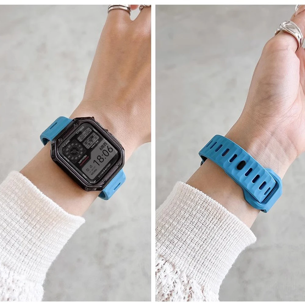 Custodia + cinturino per cinturino Apple Watch Ultra 2 49mm bracciale sportivo in Silicone colorato per Apple Watch 38/40/41mm accessori per Cover