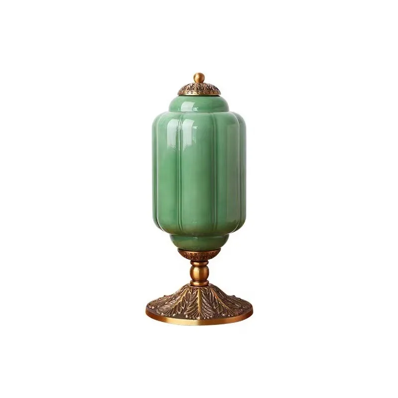 All copper decorated indoor desk lamp with antique style and retro glass pumpkin bedroom headboard