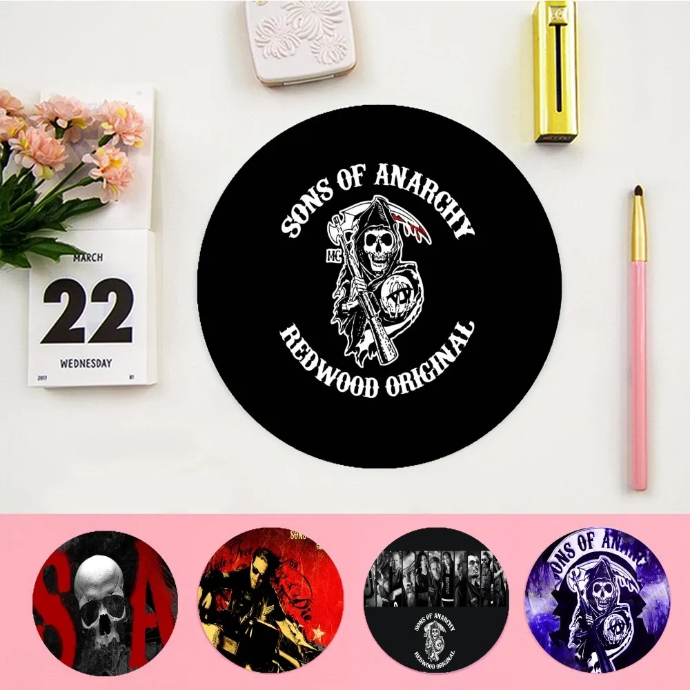 

S-Sons of A-Anarchy Mousepad INS Tide Round Office Student Gaming Thickened Writing Pad Non-slip Cushion Mouse Pad for Teen