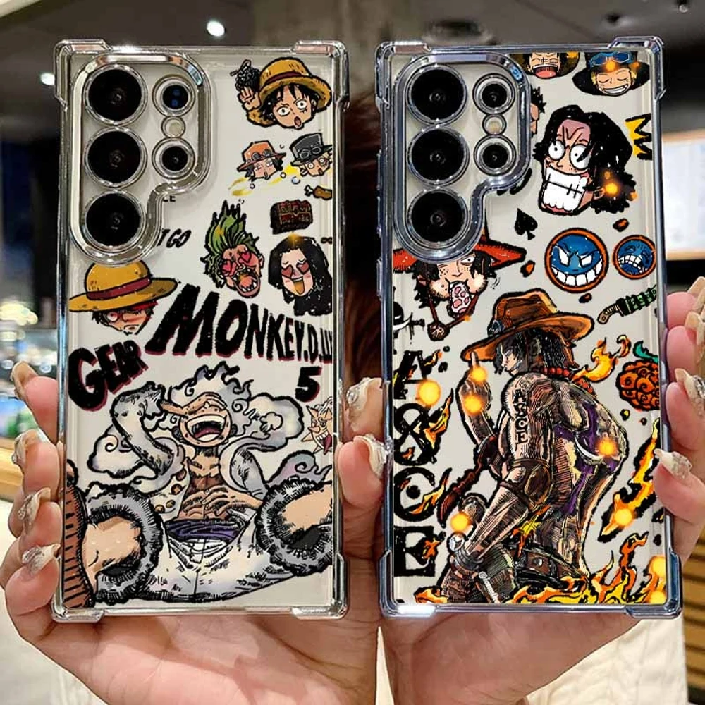 Anime One Piece Luffy Zoro für Samsung S26 S25 Edge S24 S23 S22 S21 S20 FE Ultra Plus Lite Galvanisierte Sturzsichere Handyhülle