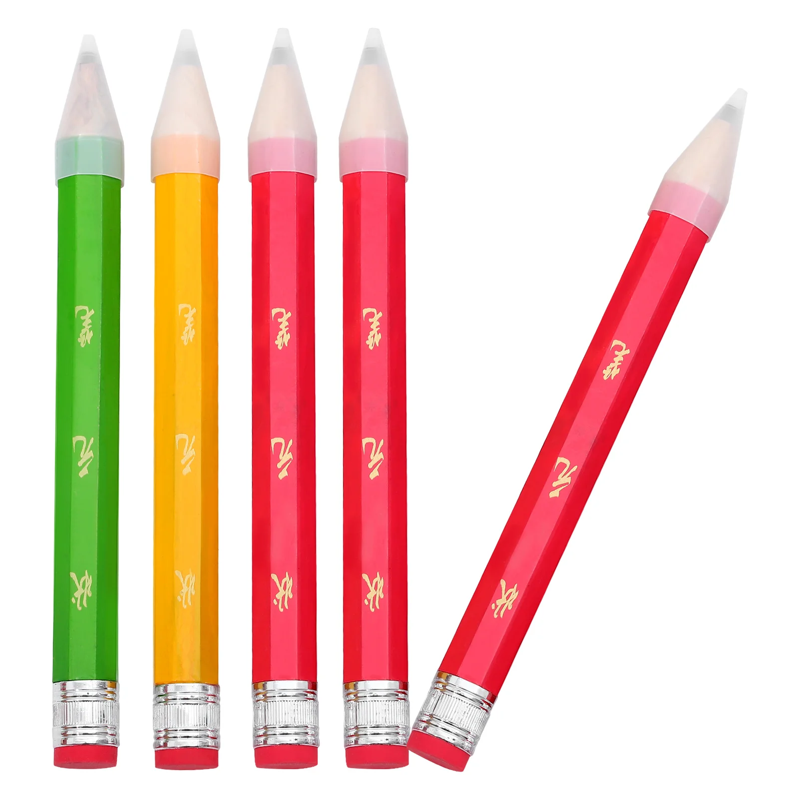 

5pcs Large Wooden Pencils Inspirational Student Supplies Cute Giant Colorful Paint Fun Office School Storage Gifts