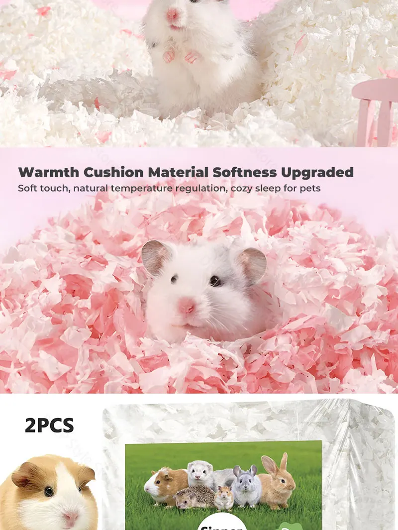 10L/400g Gemütliche Hamsterstreu: Saugfähiges & Geruchskontrollierendes Papierbaumwollmaterial für Syrische Hamster - Käfigstreu & Nestmaterial – Detail 7