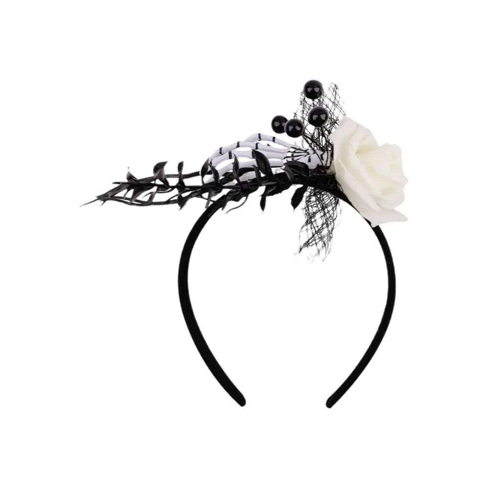 

Funny Rose Flower Halloween Headband Bat Gothic Branch Hair Hoop Skull Non-slip Halloween Flower Crown Ladies