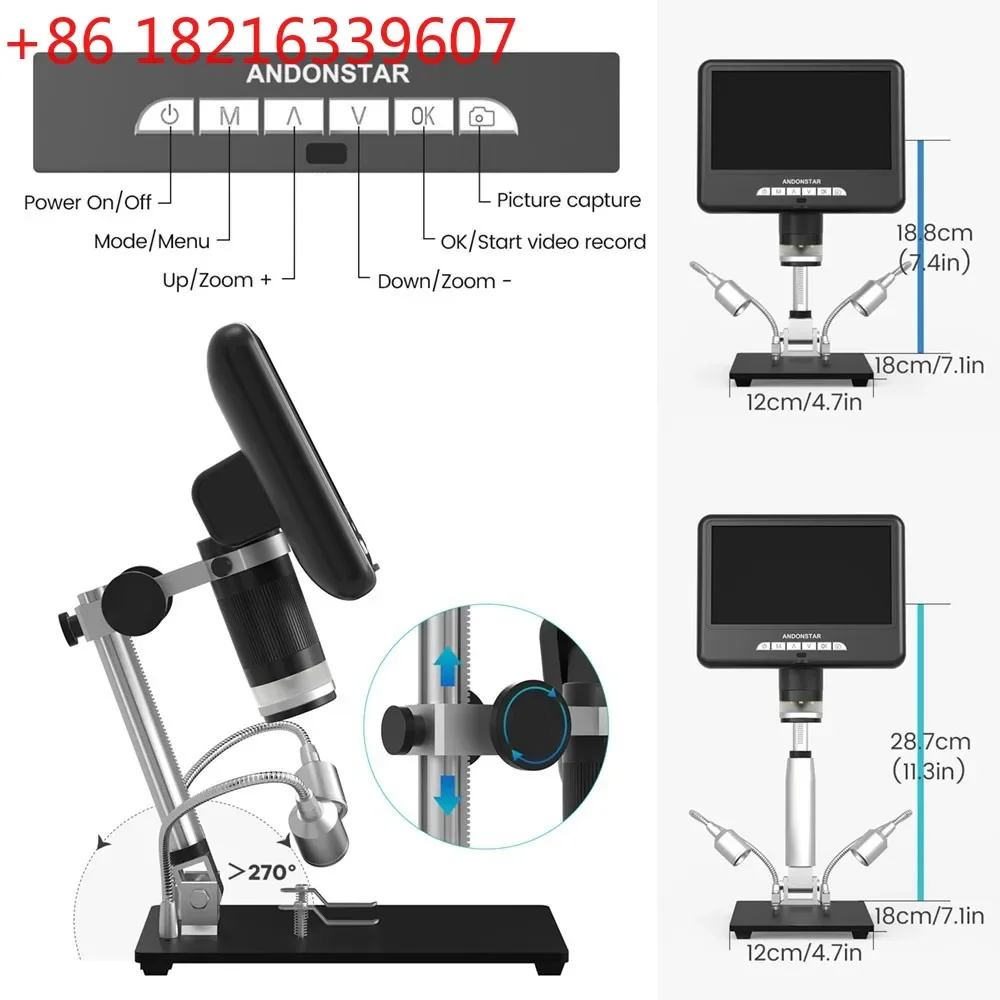 TAO Maxgeek Andonstar AD207S 7-inch UHD Screen Digital Microscope for Electronics Soldering and Repairing