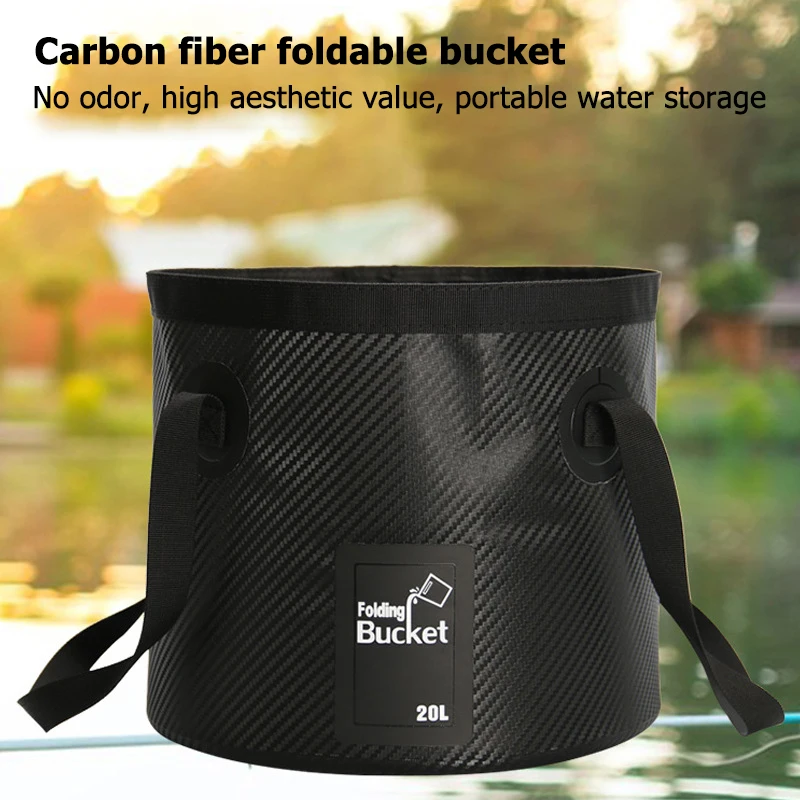 Carbon Fiber Fishing Bucket, Outdoor Water Filling, Camping Waterproof, Foldable Bucket, Outdoor Portable Water Lifting Bucket