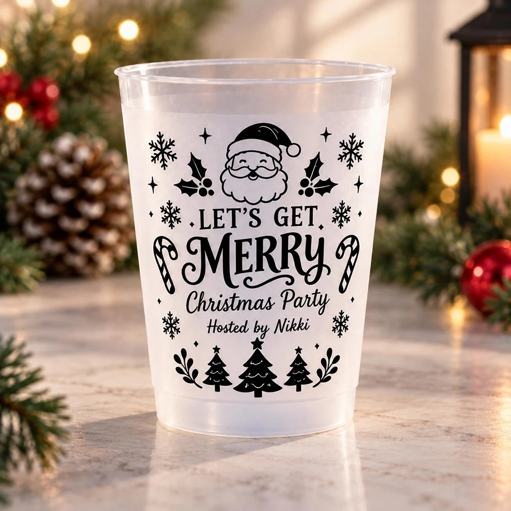 2026 New Christmas Tree Frosted Cups, Custom Holiday Reusable Plastic Tumblers for Christmas Party Supplies and Guest Gifts.