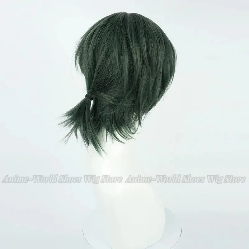 고품질 혼카이 임팩트 3 코스마 코스프레 가발 짙은 녹색 소녀 짧은 머리 작은 포니테일 게임 헤드웨어 무료 가발 캡