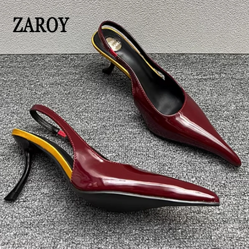 Women's Designer Heels Patent Leather Pointed Toe Sculptural Thin High  Heels Sandals Pumps Runway Chic Luxury Party Dress Shoes - AliExpress 322