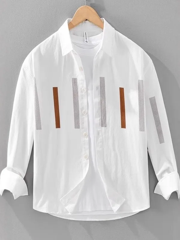 

Мужская рубашка свободного кроя с принтом в полоску, молодежная, энергичная, с длинными рукавами, модная, универсальная, на пуговицах, для повседневной носки