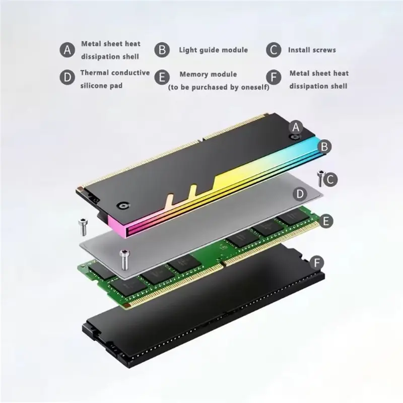 M51K-Memory DDR3 DDR4 DDR5 DDR2 Heatsink Cooling Vest For RAM 3PIN ARGB For Desktop For Infinity Mirror Computer