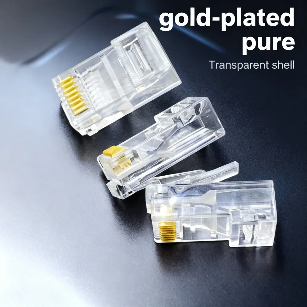 10/50/100PC CAT6 Ordinary Connector RJ45 Connector Network Unshielded RJ45 Non Perforated Crystal Head Network Cable