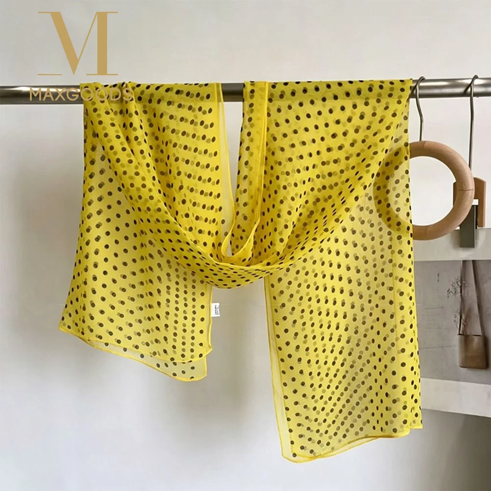 Eleganter Vielseitiger Gepunkteter Schal Atmungsaktives Mesh Leichtgewichtiger Damen-Kopfschmuck Langer Seidenschal Frühling