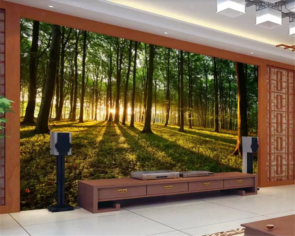 Custom Photo wallpaper natural scenery forest big tree waterfall art mural sofa background 3d wallpaper home decor