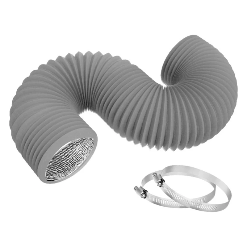 Aluminum Ducting Heavy Duty Dryer Vent Hose for Heating Cooling Ventilation and Exhaust with 2 Duct Clamps Ventilation A0NC