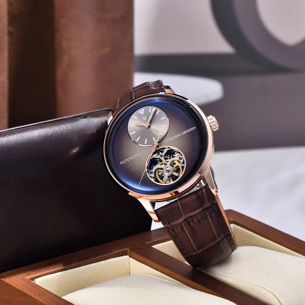 

Pagani 2025 top 42mm men's fashion mechanical watch mineral reinforced mirror PU leather strap with men's automatic watch 10Bar