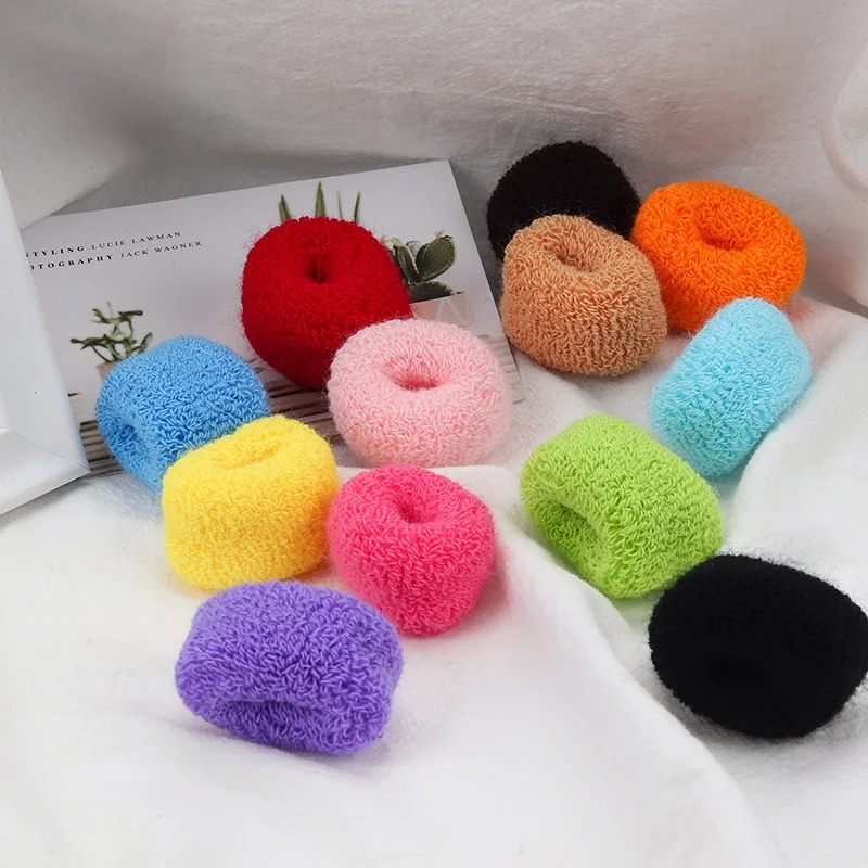 12pcs/set Solid Color Doughnut Hair Rope High Elastic Wide Hairband Women Girls Ponytail Scrunchies New Year's Gifts Headwear