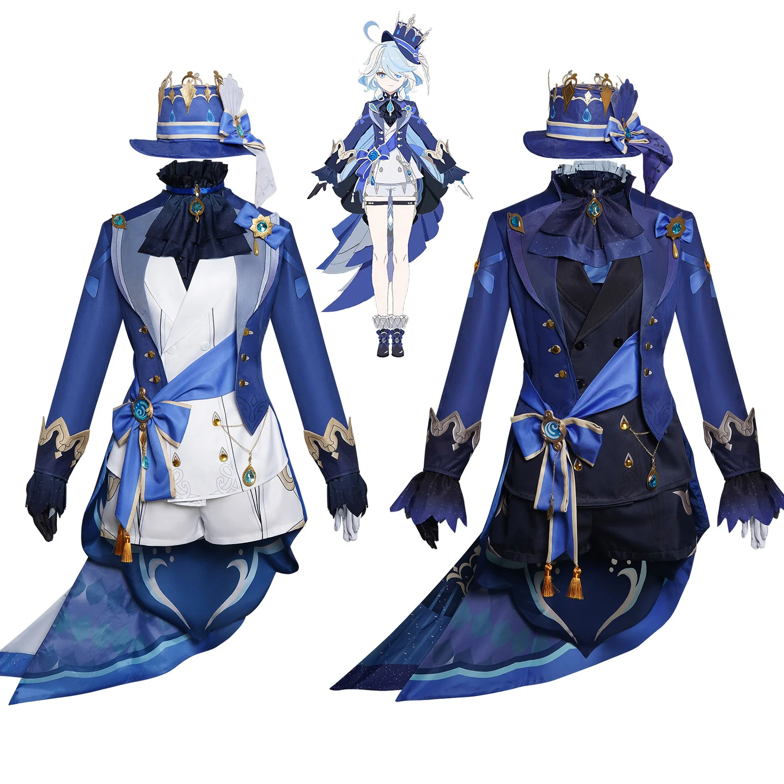 Disfraz de Cosplay de Furina de Genshin Impact, Traje de Arconte Hidro de Fontaine, Ropa para Actuaciones de Anime