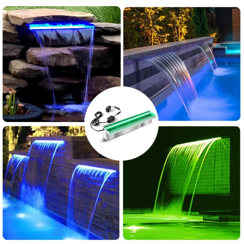 custom.Factory Direct Supply Cheap Price Aquarium Rgb Light Stainless Steel Swimming Portable Pool Waterfall Fountain