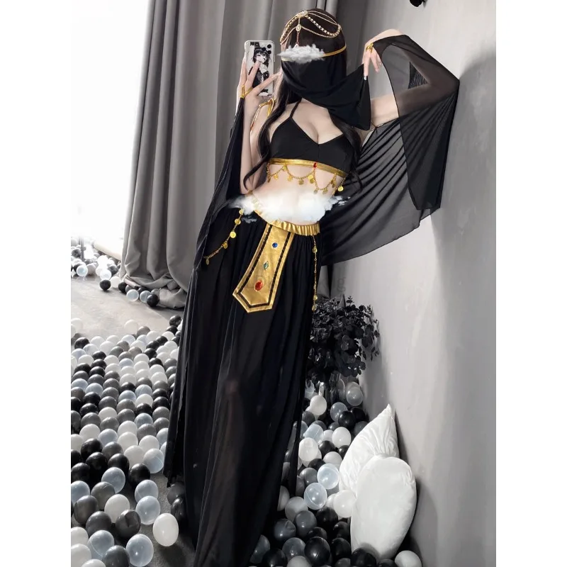 Sexy Goddess Princess Cos Cleopatra Bely Exotic Women Dancer Cosplay Costume Top and Skirt Set for Halloween Cosplay Costume view 6